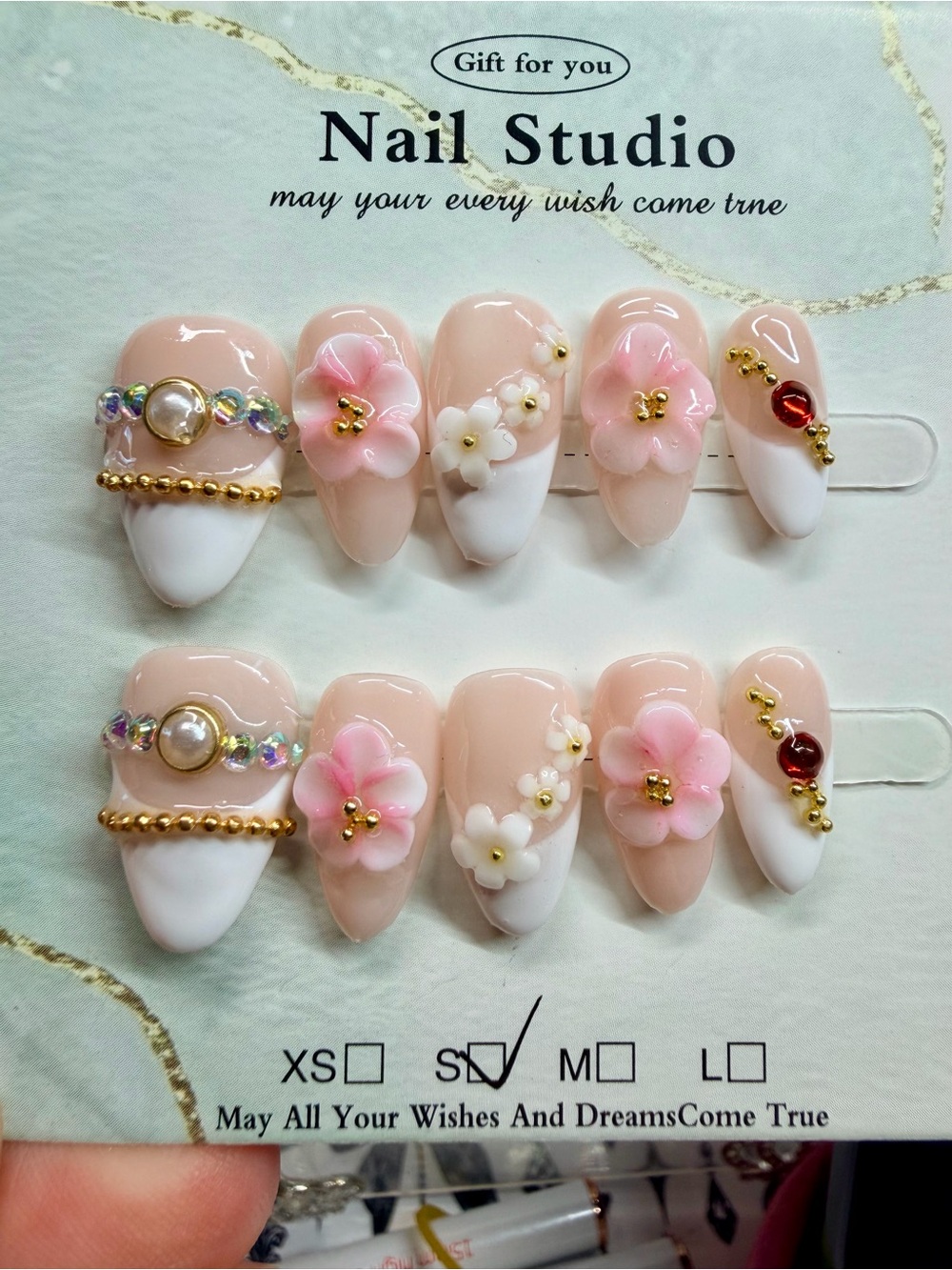 Nail Studio Pink Floral Press-On Nail Set by